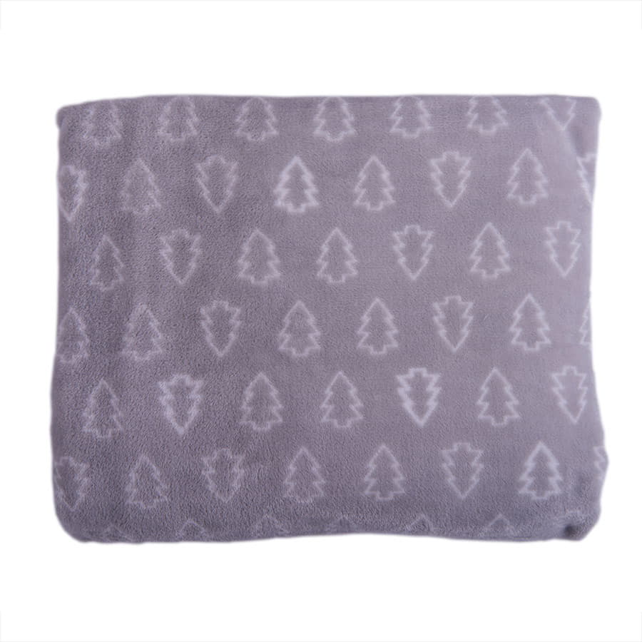 Плед новогодний  "Ёлка" в подарочном мешке; серый; 130х150 см; фланель 280 гр/м2, серый, белый-1