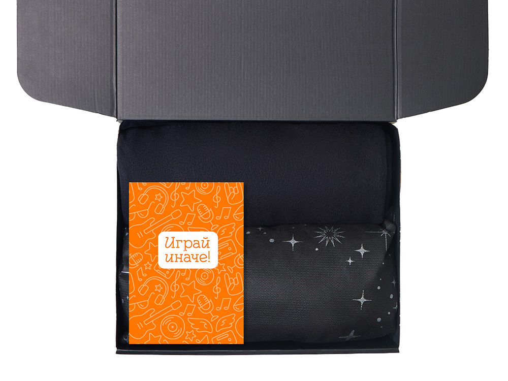 Подарочный набор с пледом, свечой и диффузором, черный-2