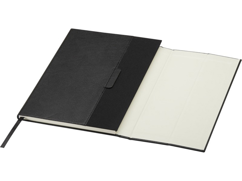 Блокнот Alejandra формата А5 с твердой обложкой из переработанной кожи - сплошной черный-3
