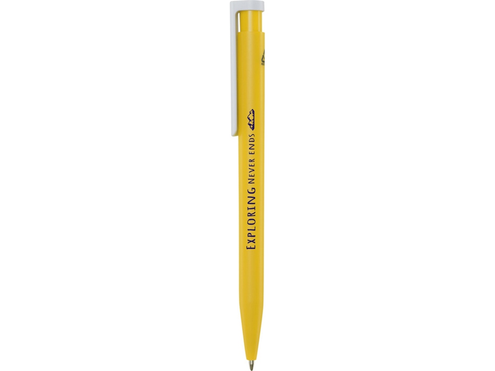 Шариковая ручка Unix из переработанной пластмассы, синие чернила - Желтый-2
