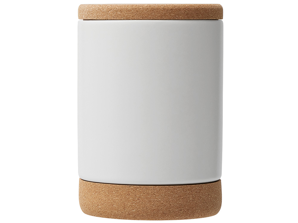 Кружка 450 мл с пробковым дном с крышкой Корк & Бон, белый-3