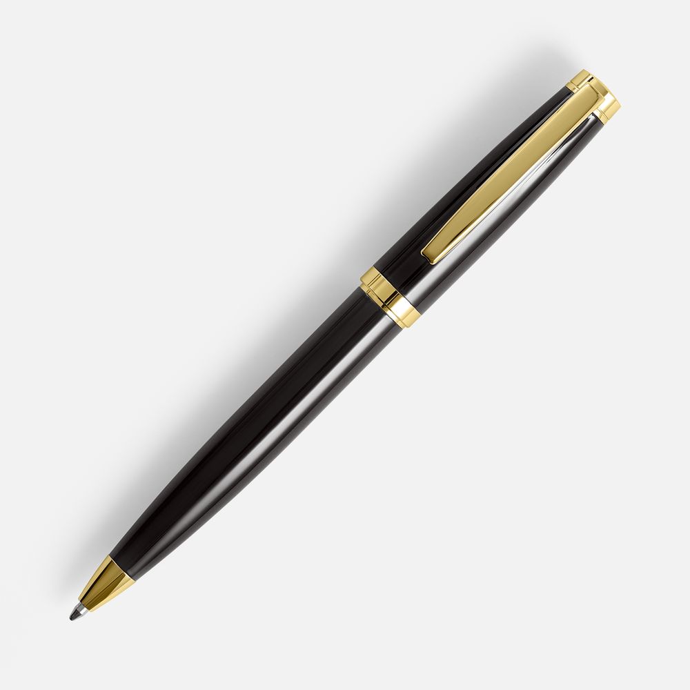 Ручка шариковая Letra Gold, глянцевая, черная-2