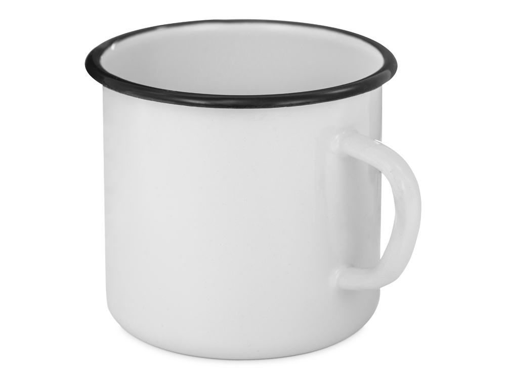 Кружка эмалированная с ободком, белая-0