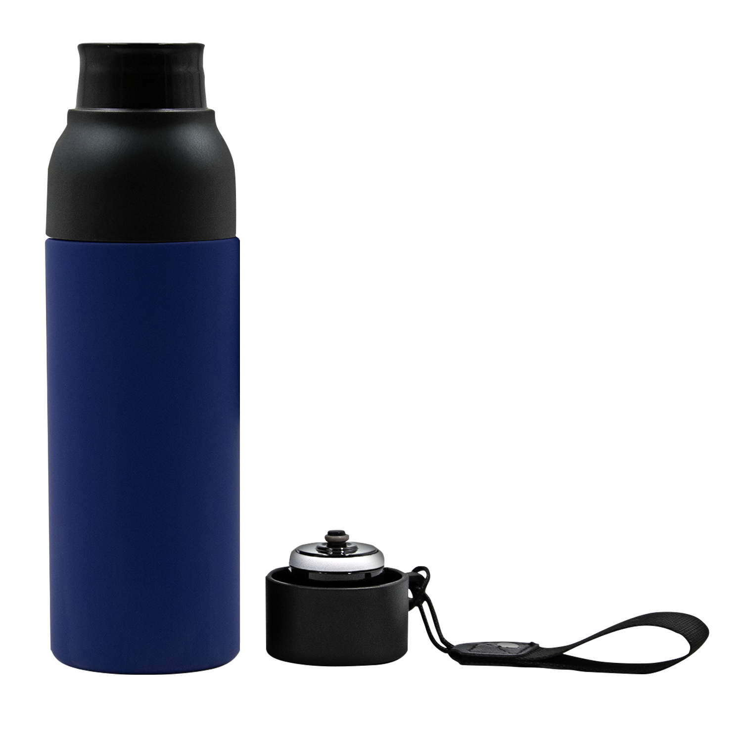 Термобутылка Button Black (черный с синим)-2