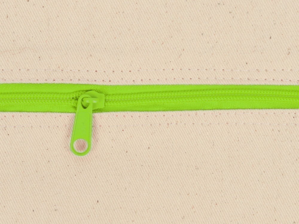 Рюкзак-мешок хлопковый Lark с цветной молнией, натуральный/зеленое яблоко-5