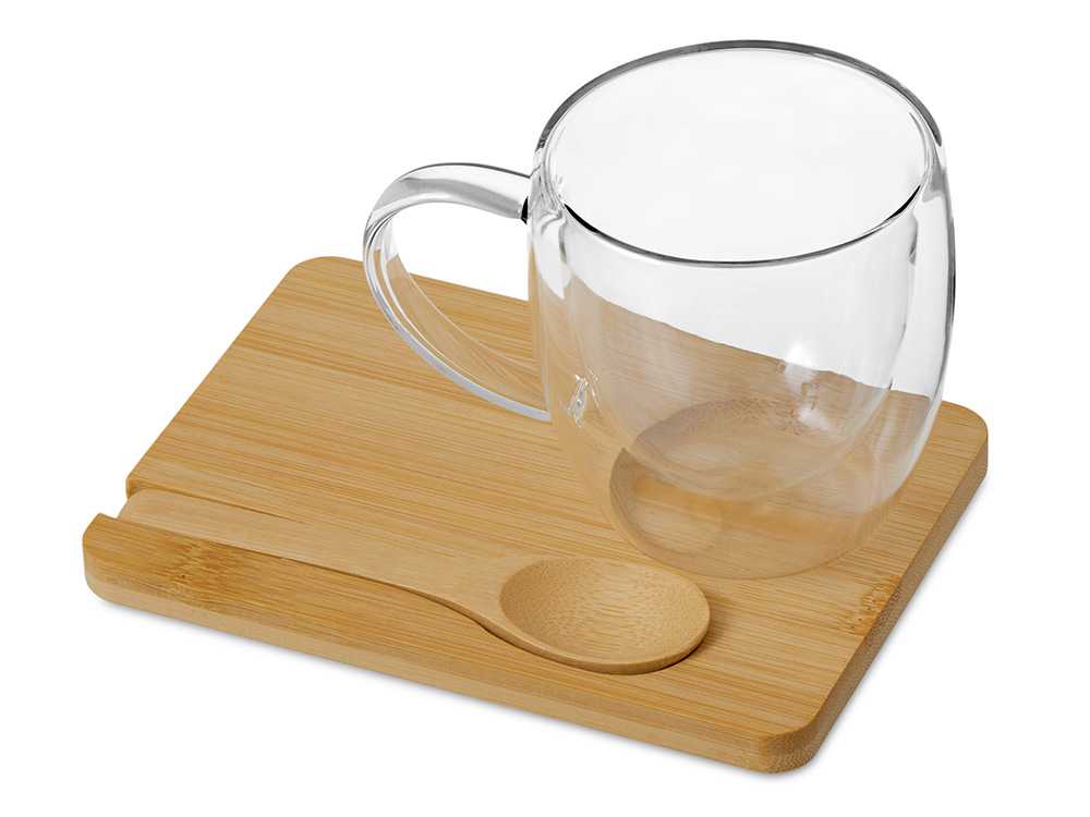 Кружка с двойными стенками на подставке с ложкой Teatrio-0