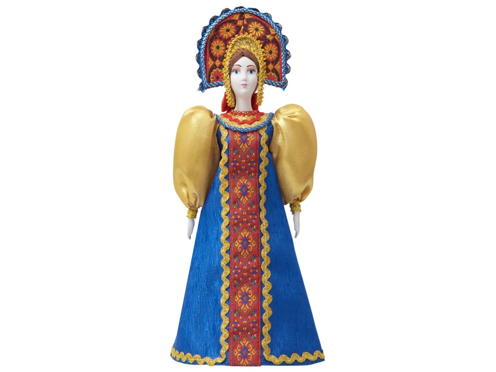 Подарочный набор: кукла фарфоровая, чай Малина с мятой, синий-11