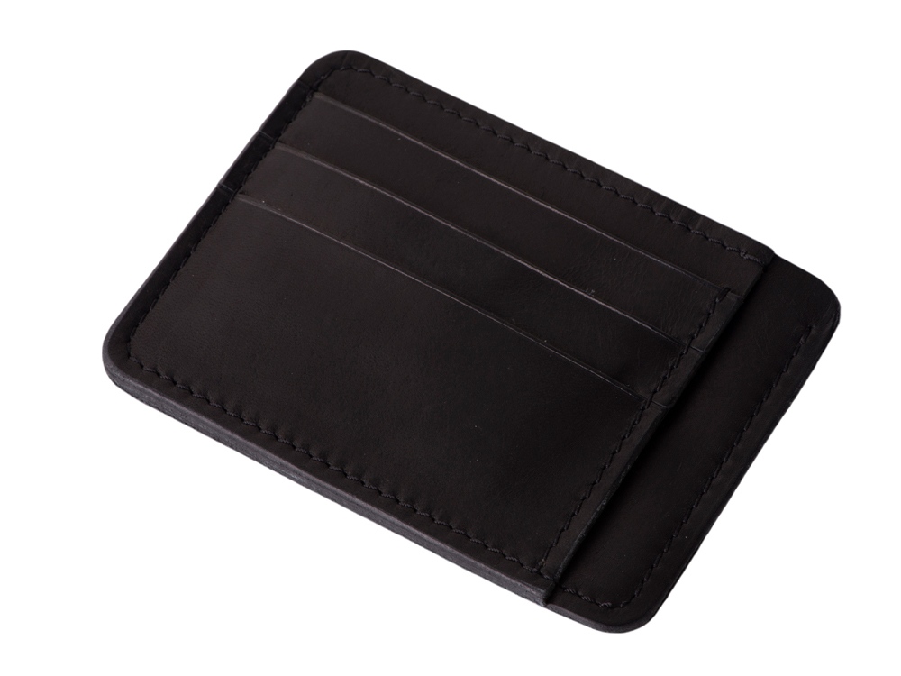 Картхолдер кожаный для автодокументов, черный-0
