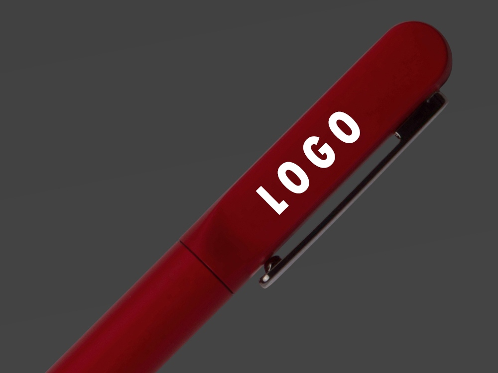 Металлическая шариковая ручка со светящимся логотипом Illuminata, красный-3