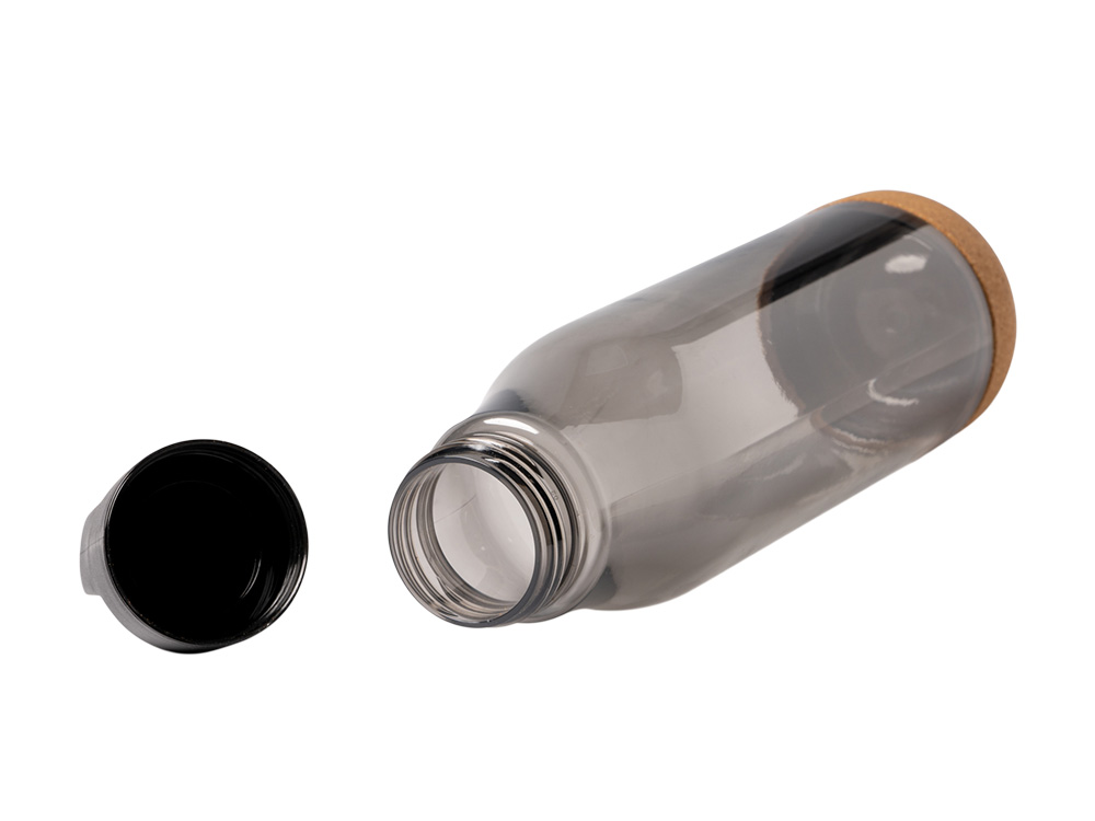 Бутылка Basti с пластиковым корпусом и пробковым дном, черный-2