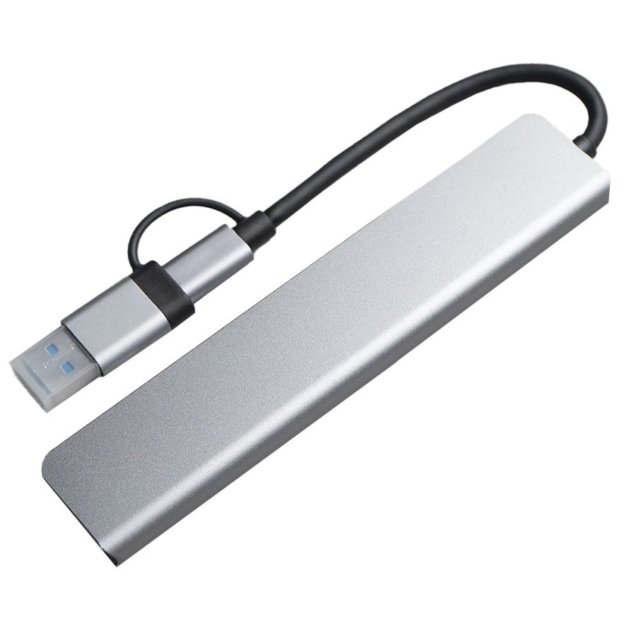USB-хаб ROOT 8 в 1, серый, алюминий, серый-0