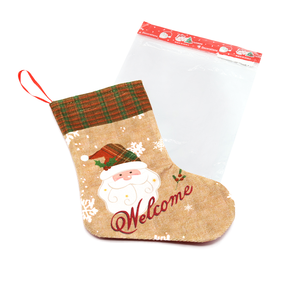 Сапожок подарочный новогодний №3 (дед мороз коричнево-белый), Коричнево-белый-1