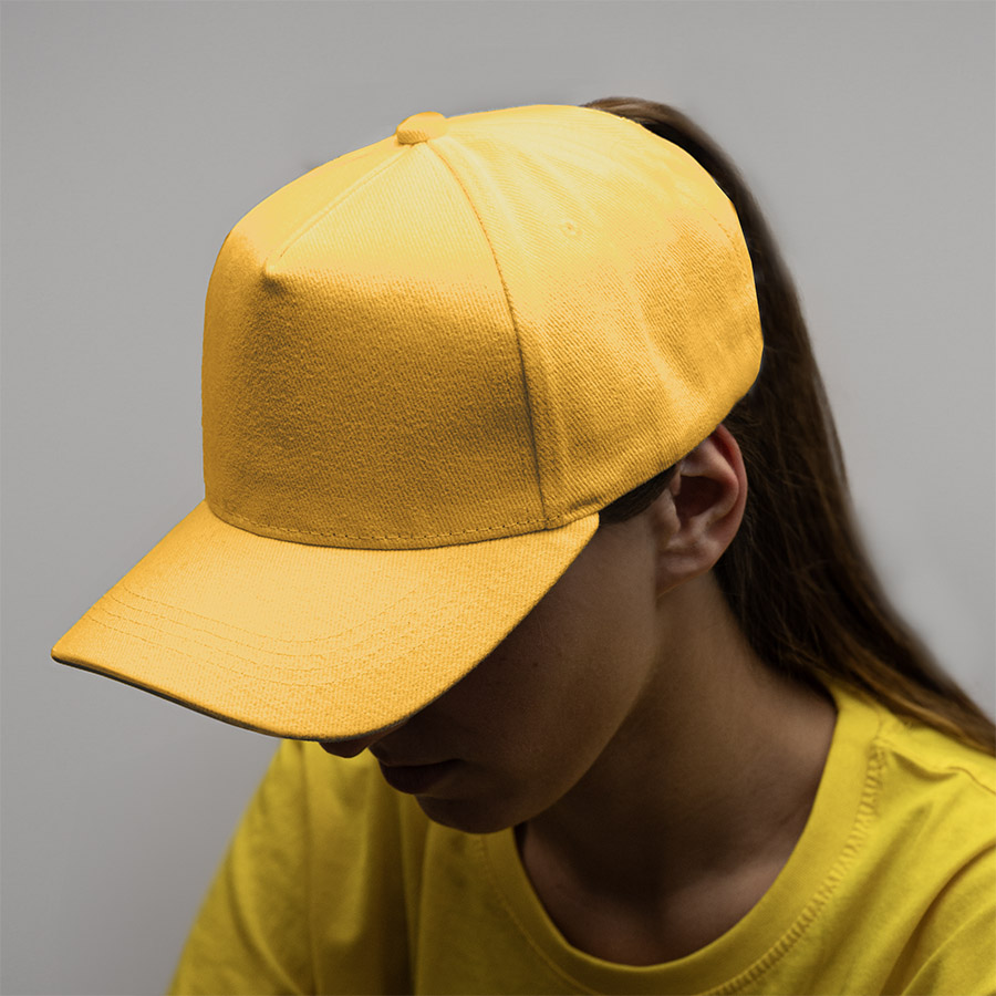 Бейсболка BOSTON, 5 клиньев, металлическая застежка, желтый-2