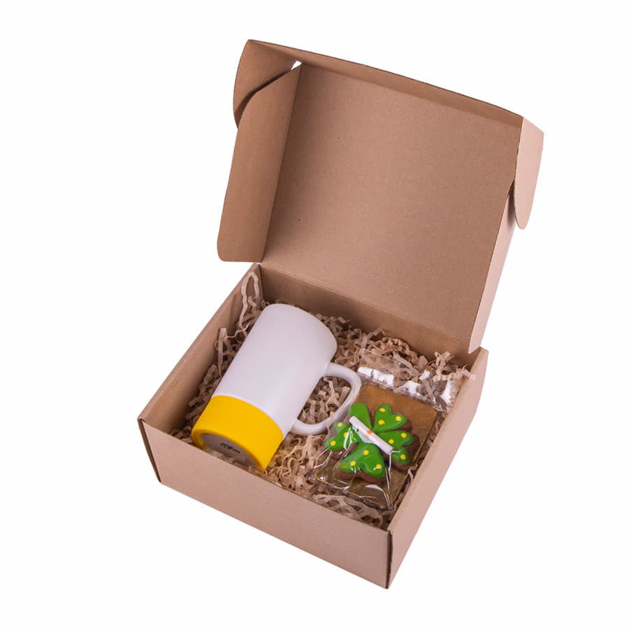 Набор SOULFUL: кружка, печенье в форме клевера с предсказанием , желтый, зеленый-1