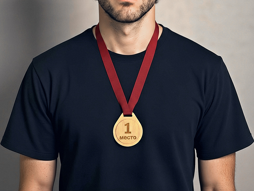 Медаль из бука Round, круг-6