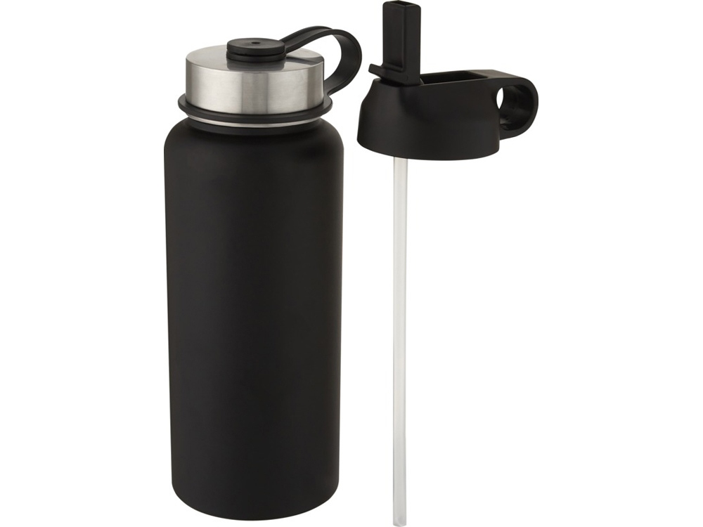 Supra медная спортивная бутылка объемом 1 л с вакуумной изоляцией и 2 крышками, черный-0