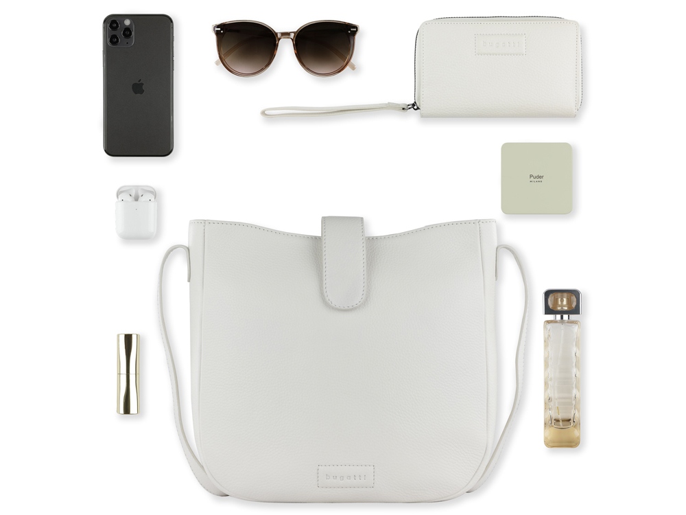 Сумка женская BUGATTI Elsa, белая, воловья кожа/полиэстер, 29х8х27 см-10