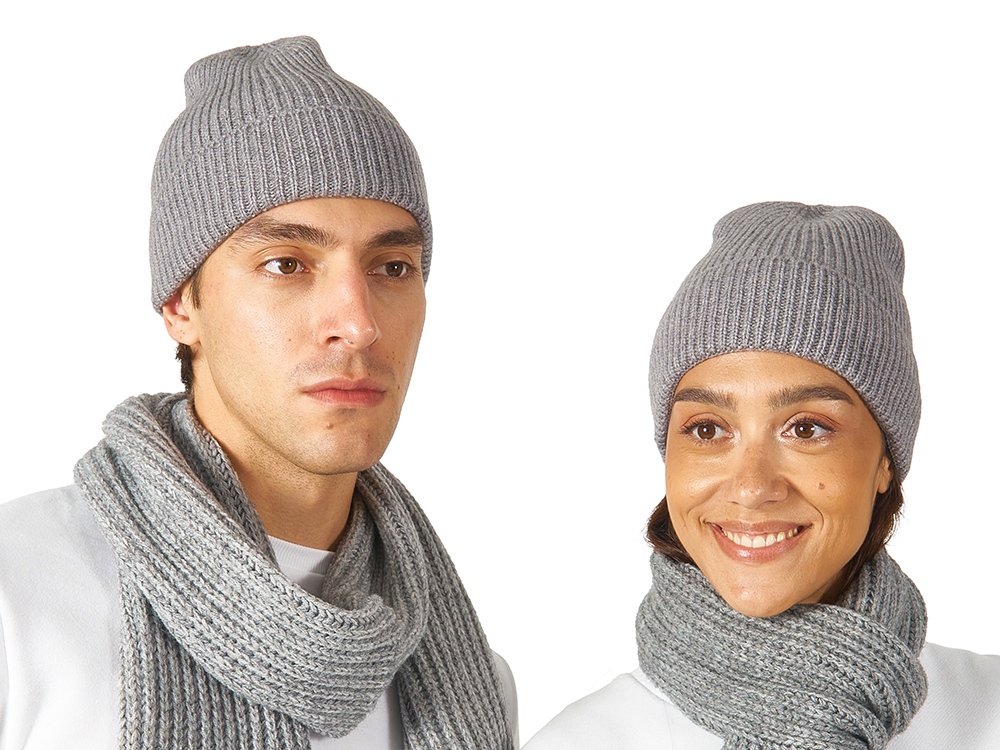 Шапка Nordend, крупный риб, серый меланж-0