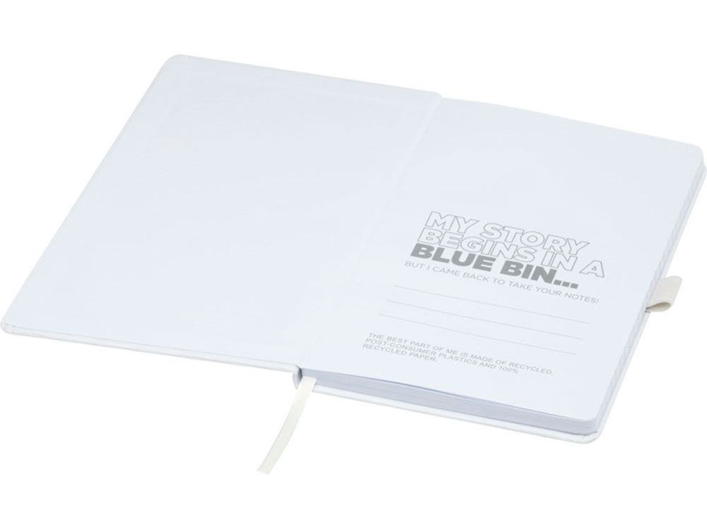 Блокнот Honua форматом A5 из переработанной бумаги с обложкой из переработанного ПЭТ, белый-4