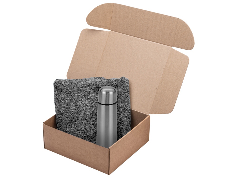 Подарочный набор Calmy с термосом и пледом, серый-1