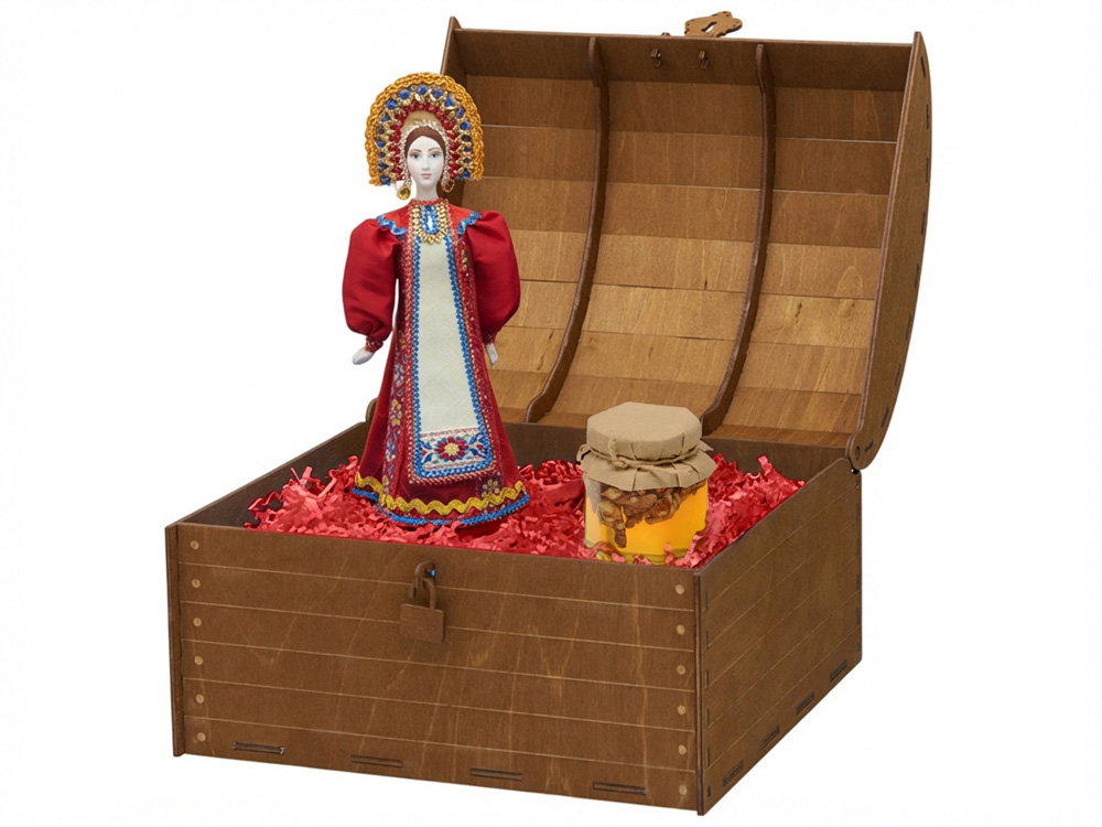 Подарочный набор: кукла фарфоровая, мед, красный-3