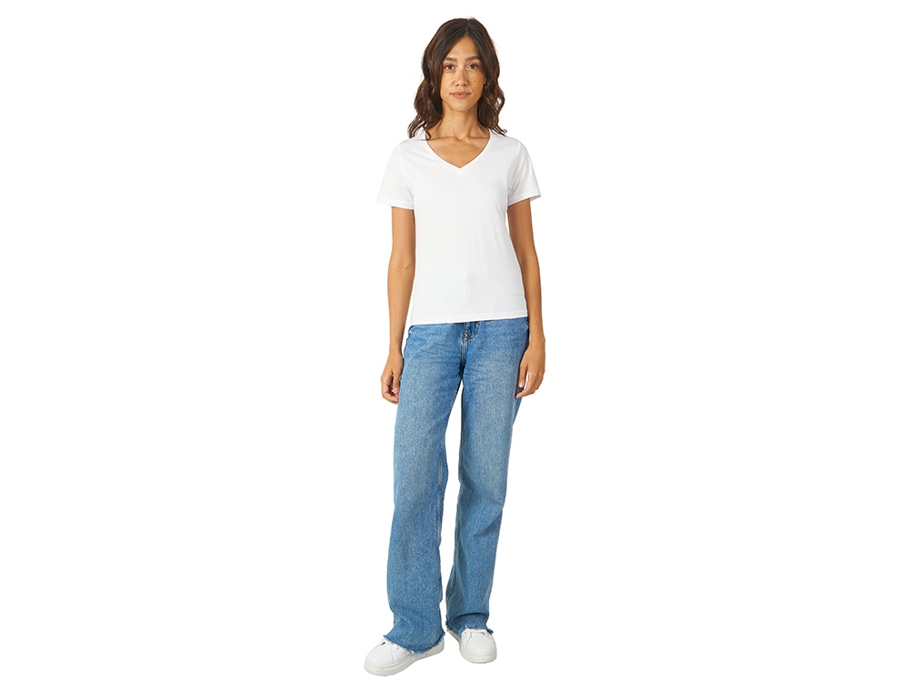 Футболка Heavy Super Club женская с V-образным вырезом, белый-3