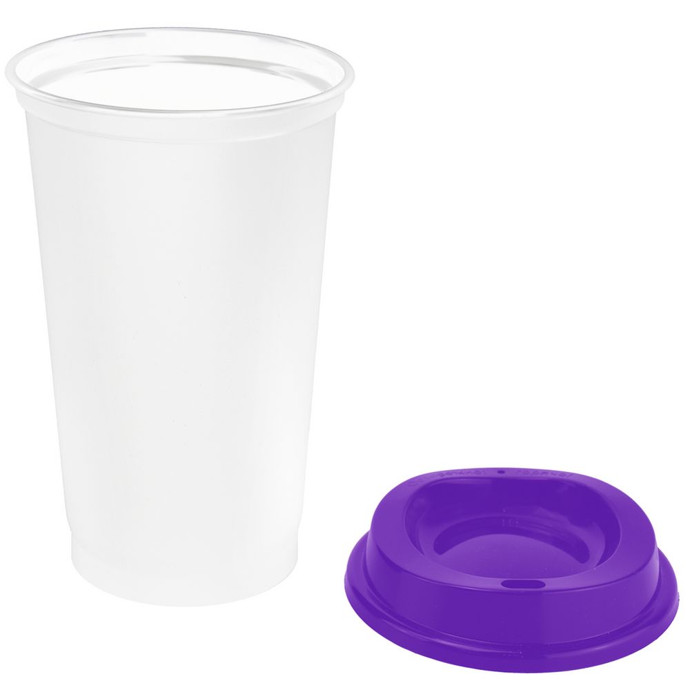 Стакан с крышкой Color Cap White, белый с фиолетовым-2