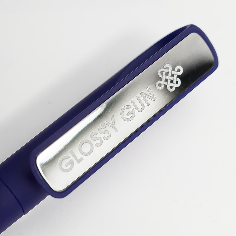 Ручка шариковая GLOSSY GUN с покрытием soft touch, синий, серебристый-5