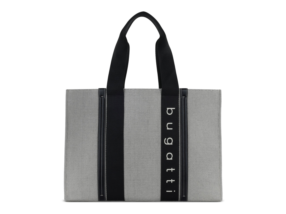 Сумка-тоут женская BUGATTI АМБРА | AMBRA, серо-черный цвет, хлопок/полиэстер, 45х14х32 см-1