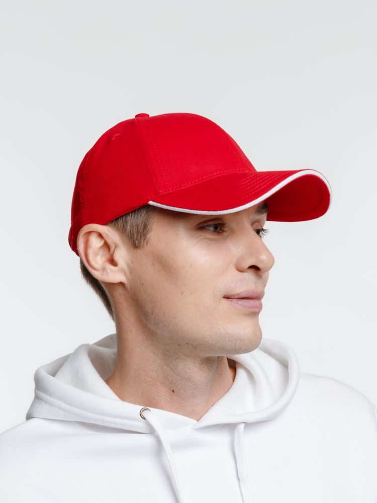 Бейсболка Spiker, красная с белым-3