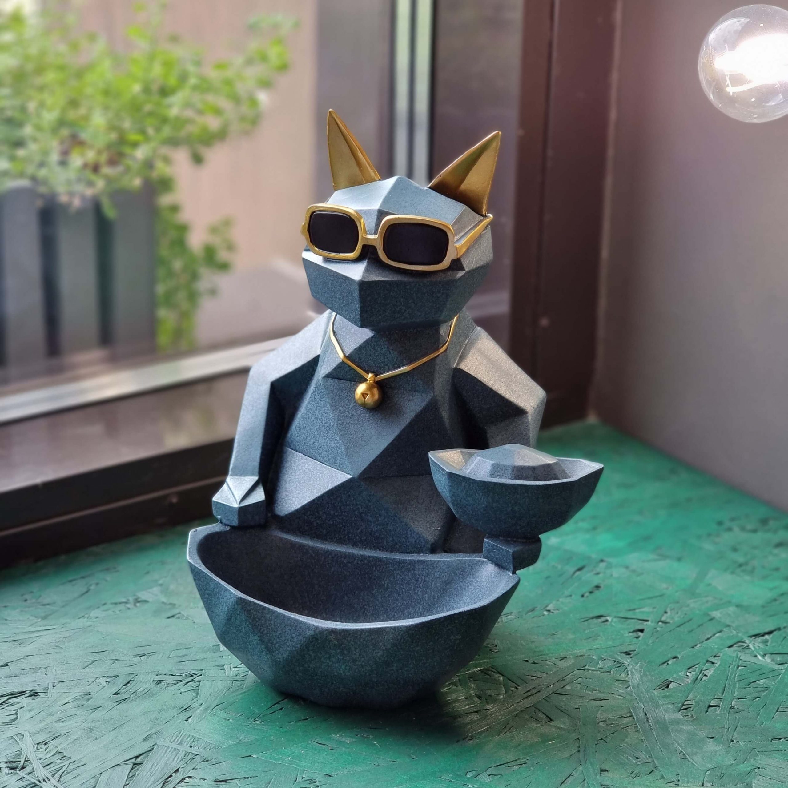 Статуэтка хранитель Кот фантазер, Изумрудный-0