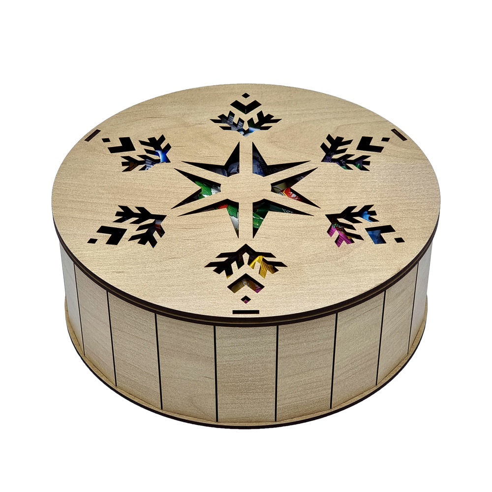 ШКАТУЛКА - упаковка новогодняя из дерева 1500г, Коричневый-0