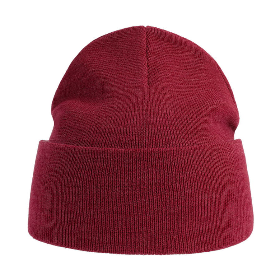 Шапка вязаная PURE  с отворотом из пряжи Polylana, бордовый-5