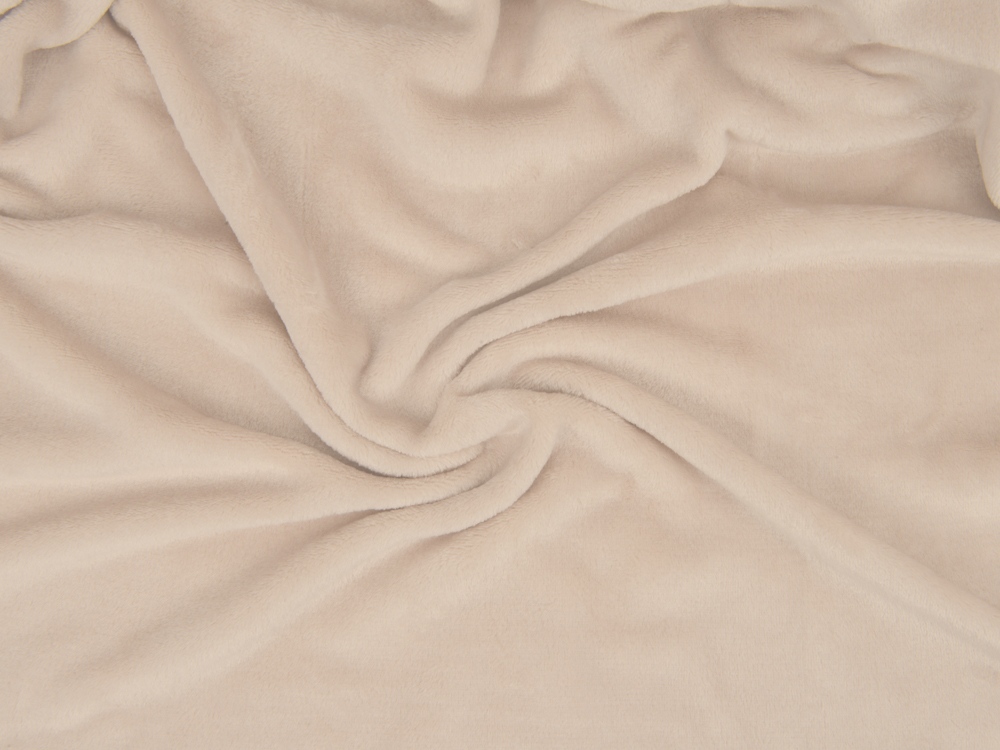 Плед флисовый Natty из переработанного пластика, бежевый со светло-розовой лентой-1