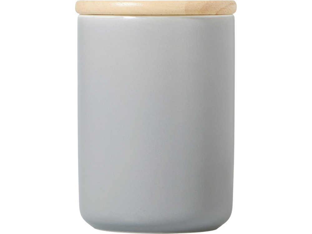 Кружка с ручкой и крышкой из каучукового дерева Jeny, серый-3