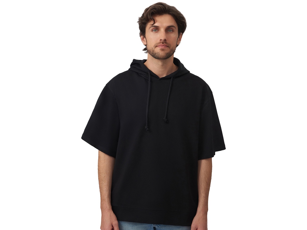 Худи оверсайз с коротким рукавом Warsaw унисекс, черный-3