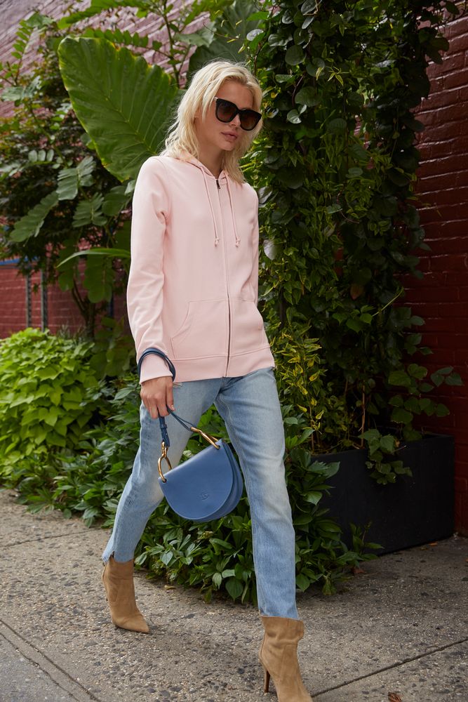 Толстовка на молнии с капюшоном женская BNC Inspire (Organic), темно-синяя-2