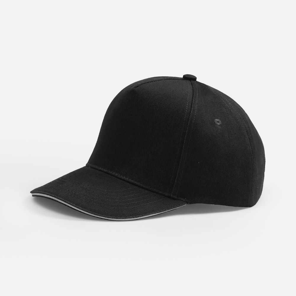 Бейсболка Classic 2.0, черная с белым кантом-0