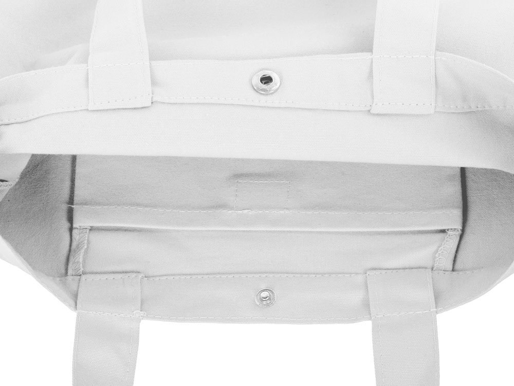 Сумка Helfer из хлопка на кнопке с регулирующейся лямкой, белый-5