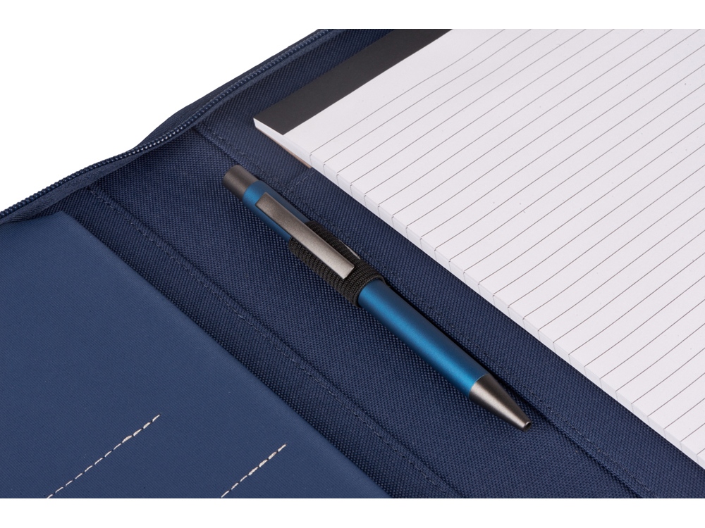 Портфолио А4 из RPET на молнии Harvey, 40 л FSC бумаги, синий-5