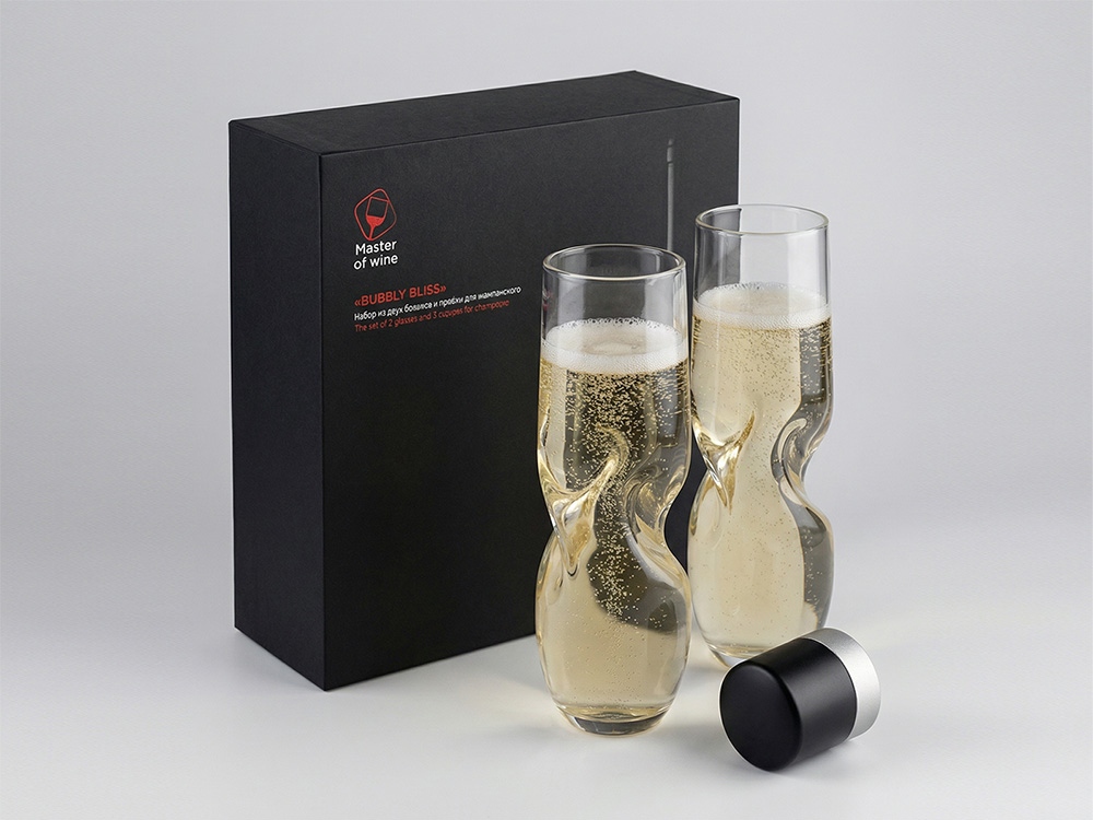 Набор из двух бокалов и пробки для шампанского Bubbly Bliss-0