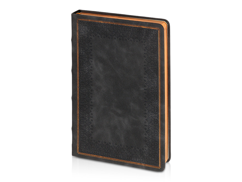 Ежедневник недатированный А5 Royal, черный с бронзовым срезом-0