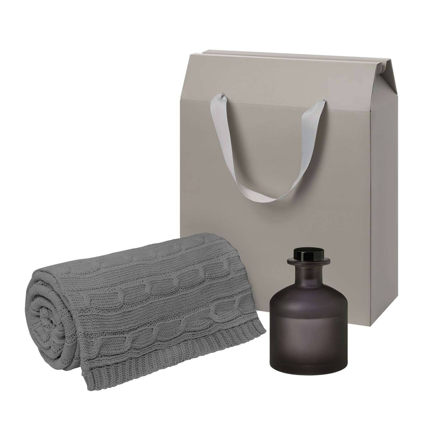 Подарочный набор Mizu, Fado, серый (диффузор, плед)-0