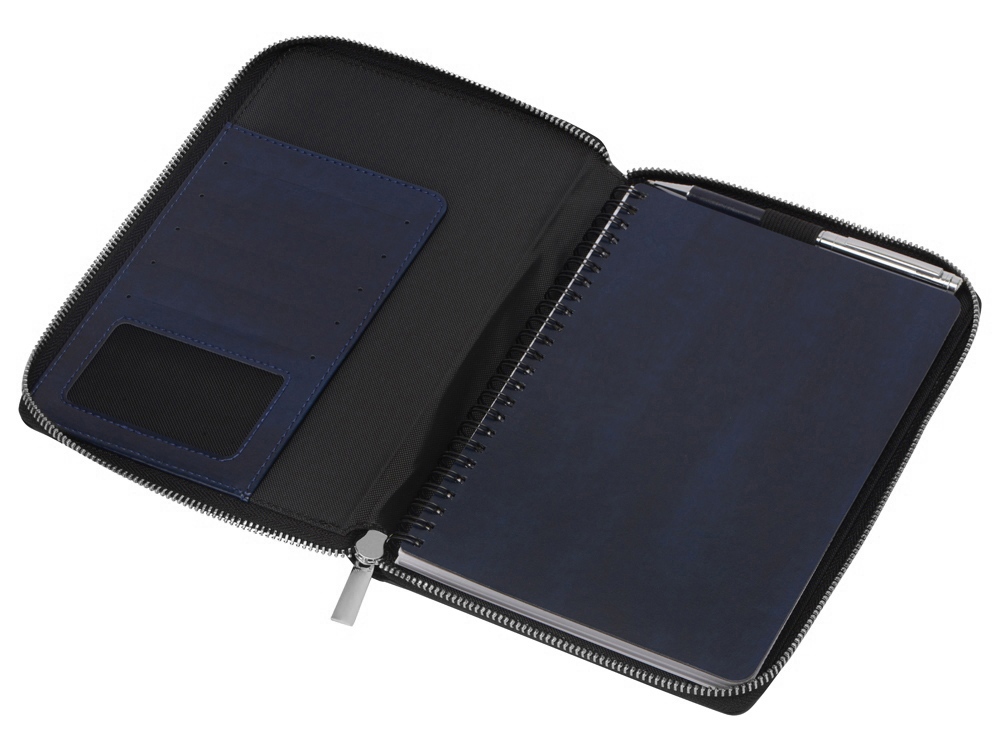 Бизнес-блокнот на молнии А5 Fabrizio с RFID защитой и ручкой, синий-3