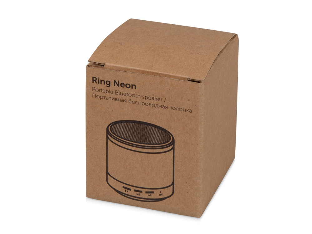 Портативная колонка Ring neon с белой подсветкой корпуса, серебристый-4