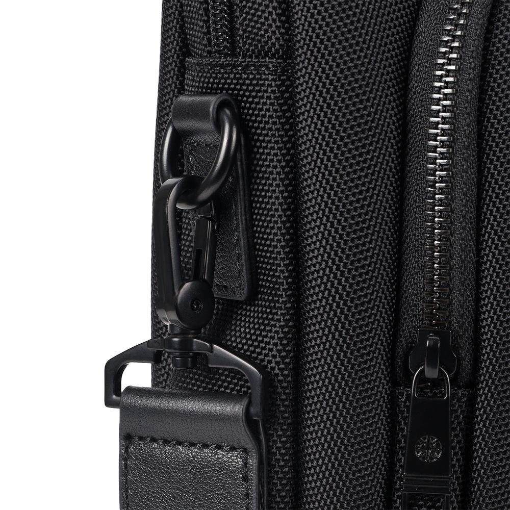 Сумка для ноутбука Santiago с кожаной отделкой, черная-3