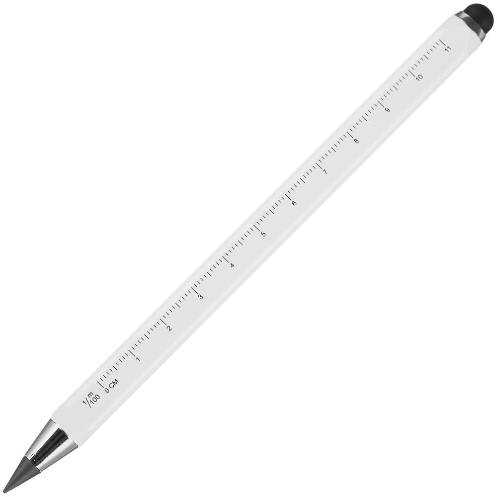 Вечный карандаш Quarta со стилусом и уровнем, белый-1