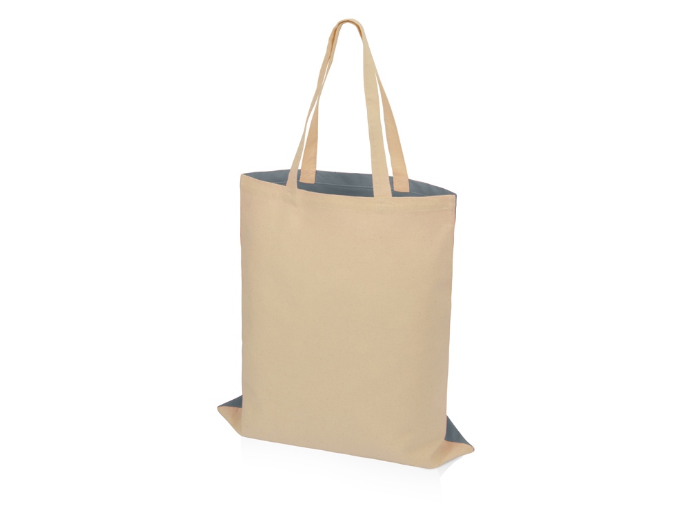 Сумка для шопинга Twin двухцветная из хлопка, 180 г/м2, серый/натуральный-2