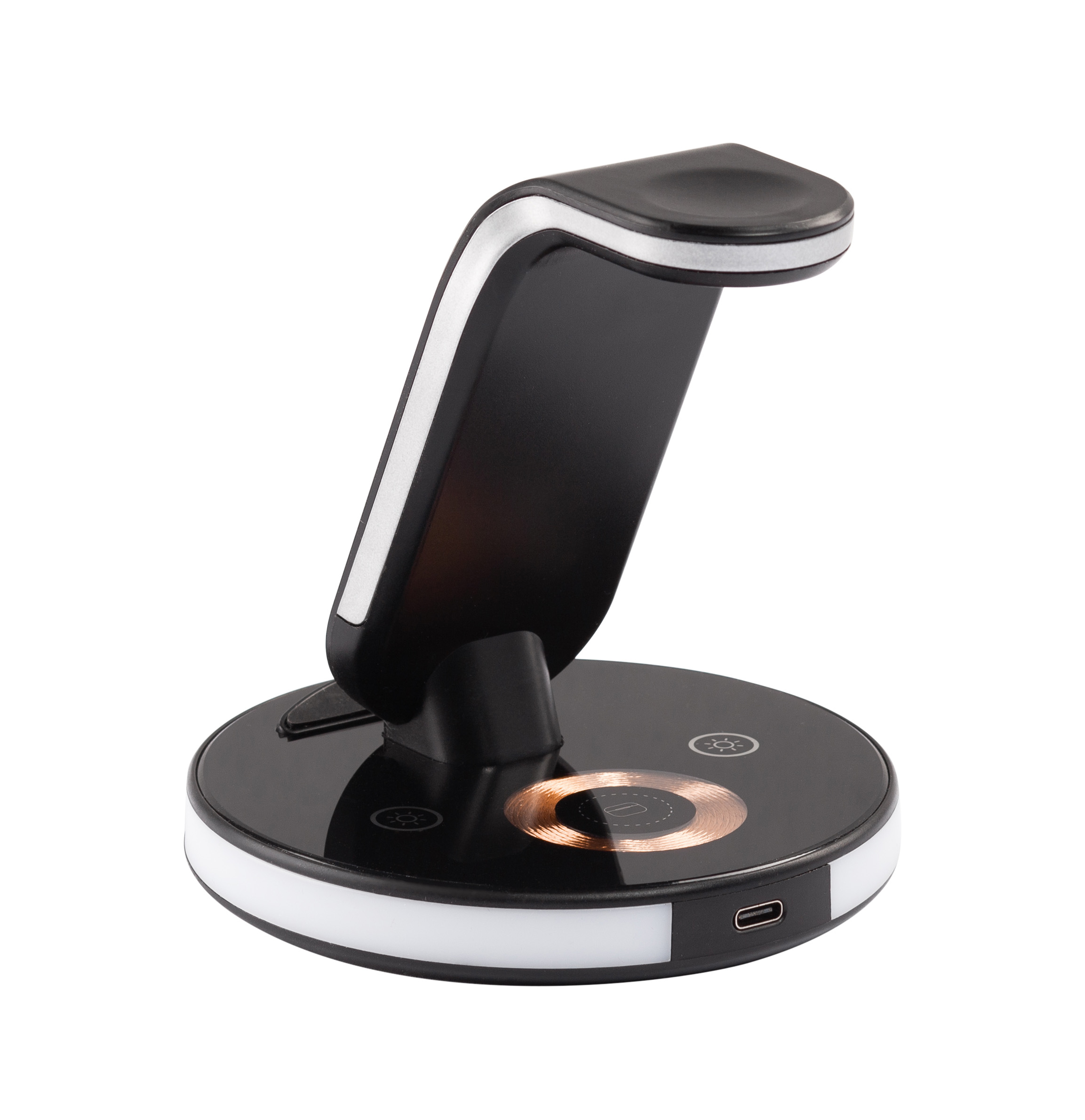 Беспроводная (15W) зарядная станция "Tron" с прозрачным корпусом и подсветкой-6