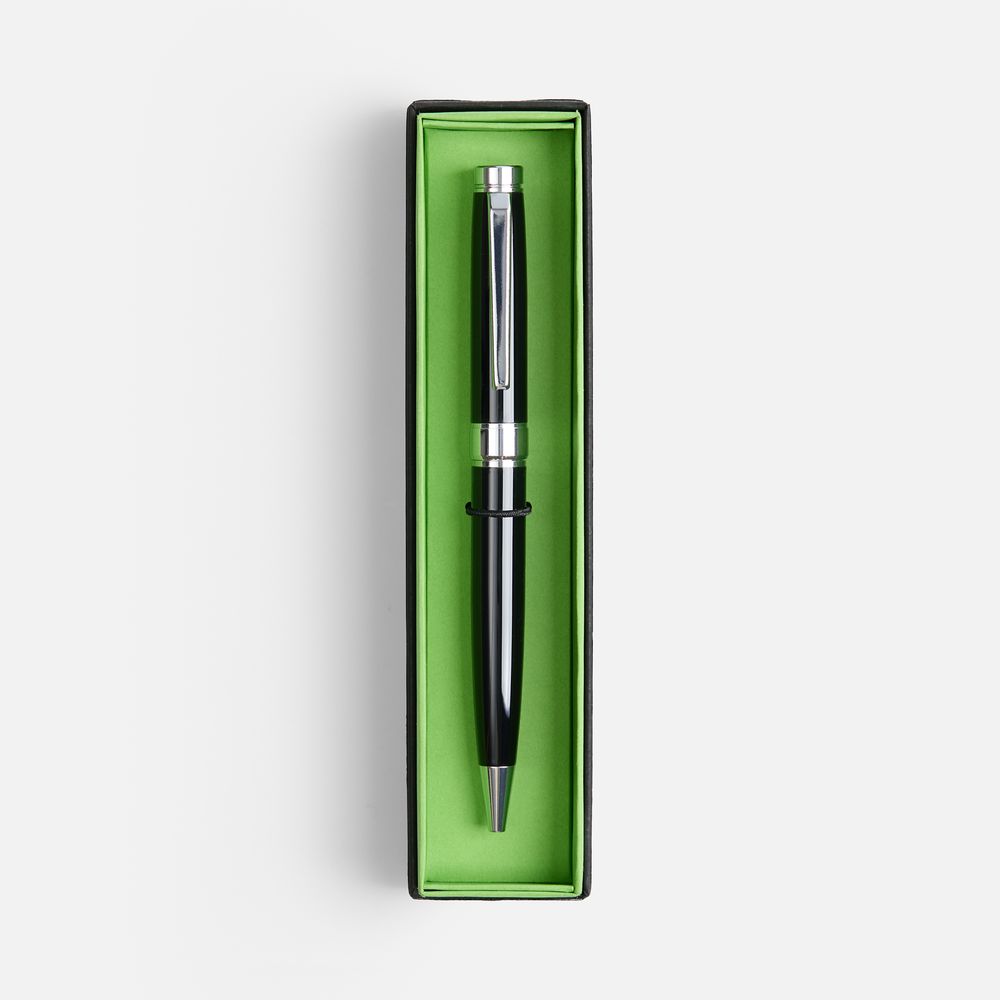 Ручка шариковая Broad Ring в футляре, глянцевая, черная-1